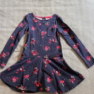 Joules Navy Dress with Pink & Red Floral Print size 9/10